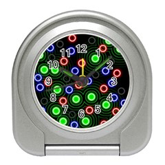 Neons Couleurs Circle Light Green Red Line Travel Alarm Clocks by Mariart