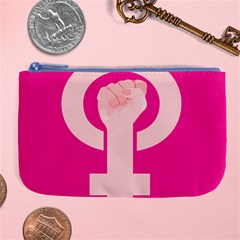 Women Safety Feminist Nail Strong Pink Circle Polka Large Coin Purse by Mariart