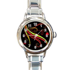 Cool Pattern Designs Round Italian Charm Watch by Nexatart