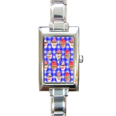 Cake Pattern Rectangle Italian Charm Watch by Nexatart