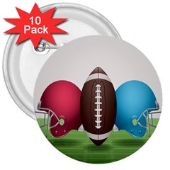 Helmet Ball Football America Sport Red Brown Blue Green 3  Buttons (10 Pack)  by Mariart