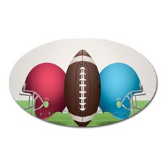 Helmet Ball Football America Sport Red Brown Blue Green Oval Magnet by Mariart