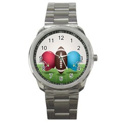 Helmet Ball Football America Sport Red Brown Blue Green Sport Metal Watch by Mariart