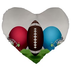 Helmet Ball Football America Sport Red Brown Blue Green Large 19  Premium Flano Heart Shape Cushions by Mariart