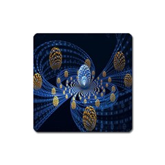 Fractal Balls Flying Ultra Space Circle Round Line Light Blue Sky Gold Square Magnet by Mariart