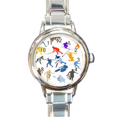 Sport Player Playing Round Italian Charm Watch by Mariart