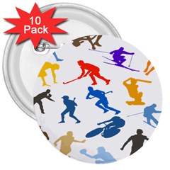 Sport Player Playing 3  Buttons (10 Pack)  by Mariart