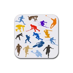 Sport Player Playing Rubber Coaster (square)  by Mariart