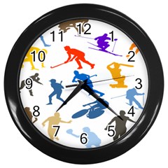 Sport Player Playing Wall Clocks (black) by Mariart