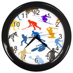 Sport Player Playing Wall Clocks (Black) Front