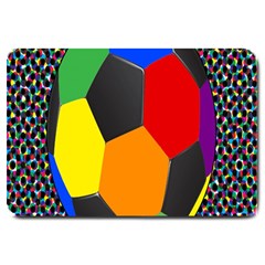 Team Soccer Coming Out Tease Ball Color Rainbow Sport Large Doormat  by Mariart