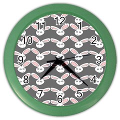 Tagged Bunny Illustrator Rabbit Animals Face Color Wall Clocks by Mariart