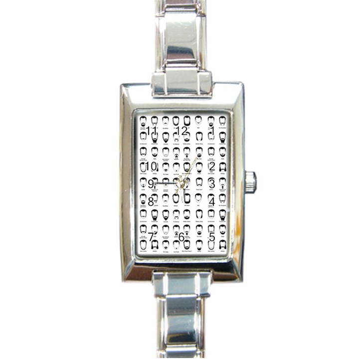 Beard types pattern Rectangle Italian Charm Watch