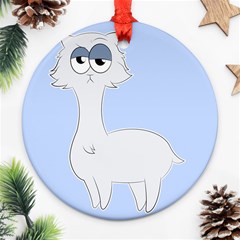 Grumpy Persian Cat Llama Round Ornament (two Sides) by Catifornia