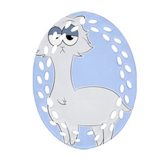 Grumpy Persian Cat Llama Ornament (oval Filigree) by Catifornia