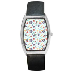 Redbubble Animals Cat Bird Flower Floral Leaf Fish Barrel Style Metal Watch by Mariart