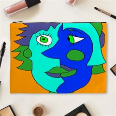 Visual Face Blue Orange Green Mask Cosmetic Bag (xl) by Mariart