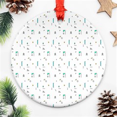 White Triangle Wave Waves Chevron Polka Circle Round Ornament (two Sides) by Mariart