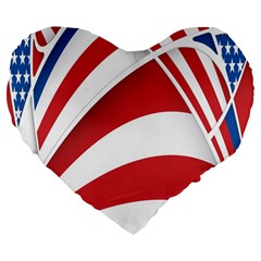 American Flag Star Blue Line Red White Large 19  Premium Flano Heart Shape Cushions by Mariart