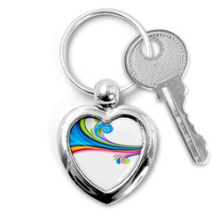 Colored Lines Rainbow Key Chains (heart)  by Mariart