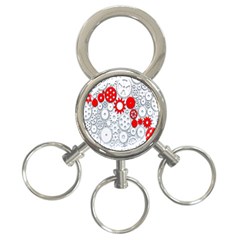 Iron Chain White Red 3-ring Key Chains by Mariart