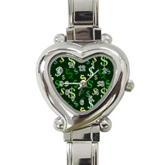 Money Us Dollar Green Heart Italian Charm Watch by Mariart