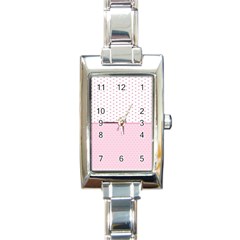 Love Polka Dot White Pink Line Rectangle Italian Charm Watch by Mariart