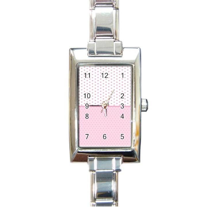 Love Polka Dot White Pink Line Rectangle Italian Charm Watch