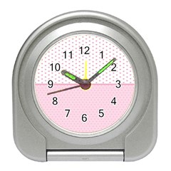 Love Polka Dot White Pink Line Travel Alarm Clocks by Mariart