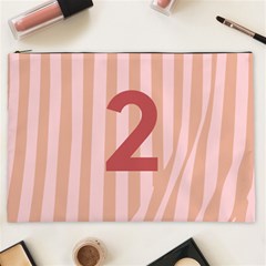 Number 2 Line Vertical Red Pink Wave Chevron Cosmetic Bag (xxl)  by Mariart