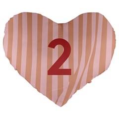 Number 2 Line Vertical Red Pink Wave Chevron Large 19  Premium Flano Heart Shape Cushions by Mariart