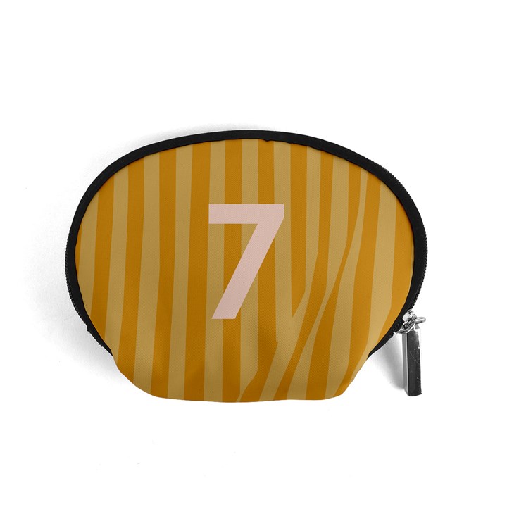 Number 7 Line Vertical Yellow Pink Orange Wave Chevron Accessory Pouches (Small) 