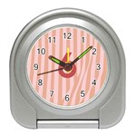 Number 6 Line Vertical Red Pink Wave Chevron Travel Alarm Clocks Front