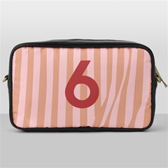 Number 6 Line Vertical Red Pink Wave Chevron Toiletries Bags by Mariart