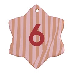 Number 6 Line Vertical Red Pink Wave Chevron Snowflake Ornament (two Sides) by Mariart