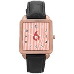 Number 6 Line Vertical Red Pink Wave Chevron Rose Gold Leather Watch  Front