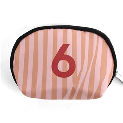 Number 6 Line Vertical Red Pink Wave Chevron Accessory Pouches (medium)  by Mariart