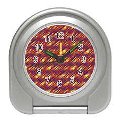 Linje Chevron Blue Yellow Brown Travel Alarm Clocks by Mariart