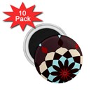 Red and Black Flower Pattern 1.75  Magnets (10 pack)  Front