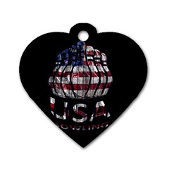 Usa Bowling  Dog Tag Heart (one Side) by Valentinaart