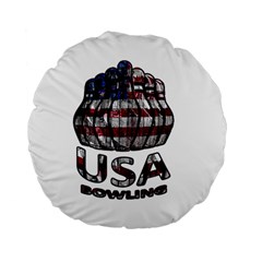 Usa Bowling  Standard 15  Premium Flano Round Cushions by Valentinaart