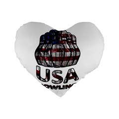 Usa Bowling  Standard 16  Premium Flano Heart Shape Cushions by Valentinaart