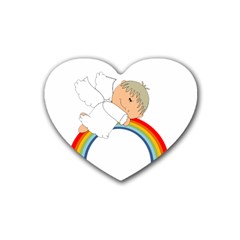 Angel Rainbow Cute Cartoon Angelic Rubber Coaster (heart)  by Nexatart