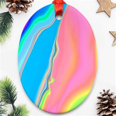 Aurora Color Rainbow Space Blue Sky Purple Yellow Green Pink Oval Ornament (two Sides) by Mariart