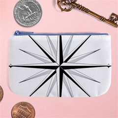 Compase Star Rose Black White Large Coin Purse by Mariart