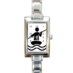 Cropped Kayak Graphic Race Paddle Black Water Sea Wave Beach Rectangle Italian Charm Watch by Mariart