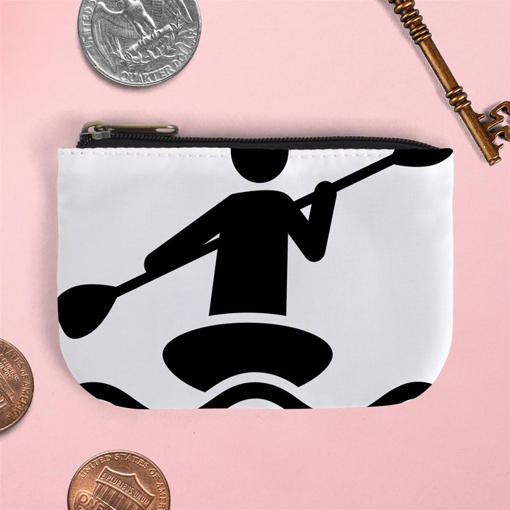 Cropped Kayak Graphic Race Paddle Black Water Sea Wave Beach Mini Coin Purses