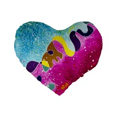 Fabric Rainbow Standard 16  Premium Flano Heart Shape Cushions by Mariart