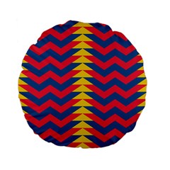 Lllustration Geometric Red Blue Yellow Chevron Wave Line Standard 15  Premium Flano Round Cushions by Mariart