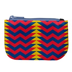 Lllustration Geometric Red Blue Yellow Chevron Wave Line Large Coin Purse by Mariart